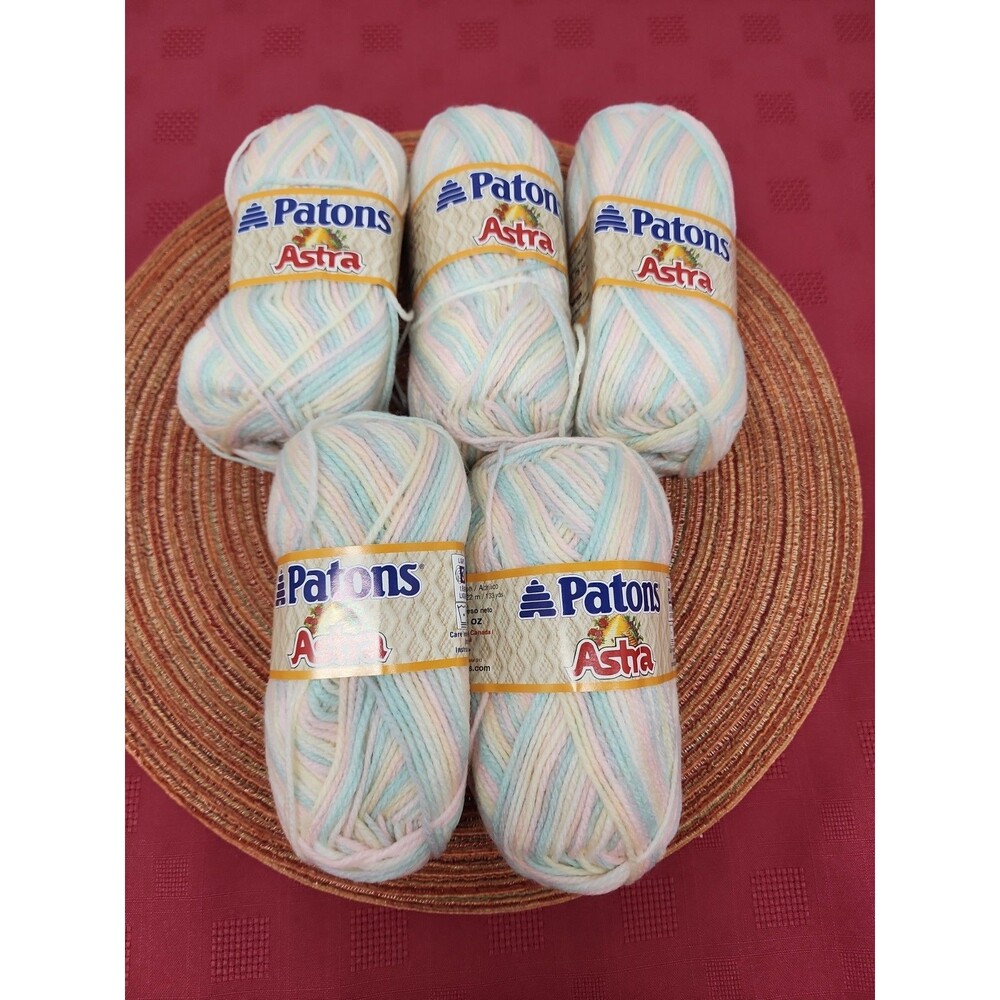 Patons Astra Yarn In Baby Variegated Lot Of 5 1.75 Oz Acrylic Discontinued #3